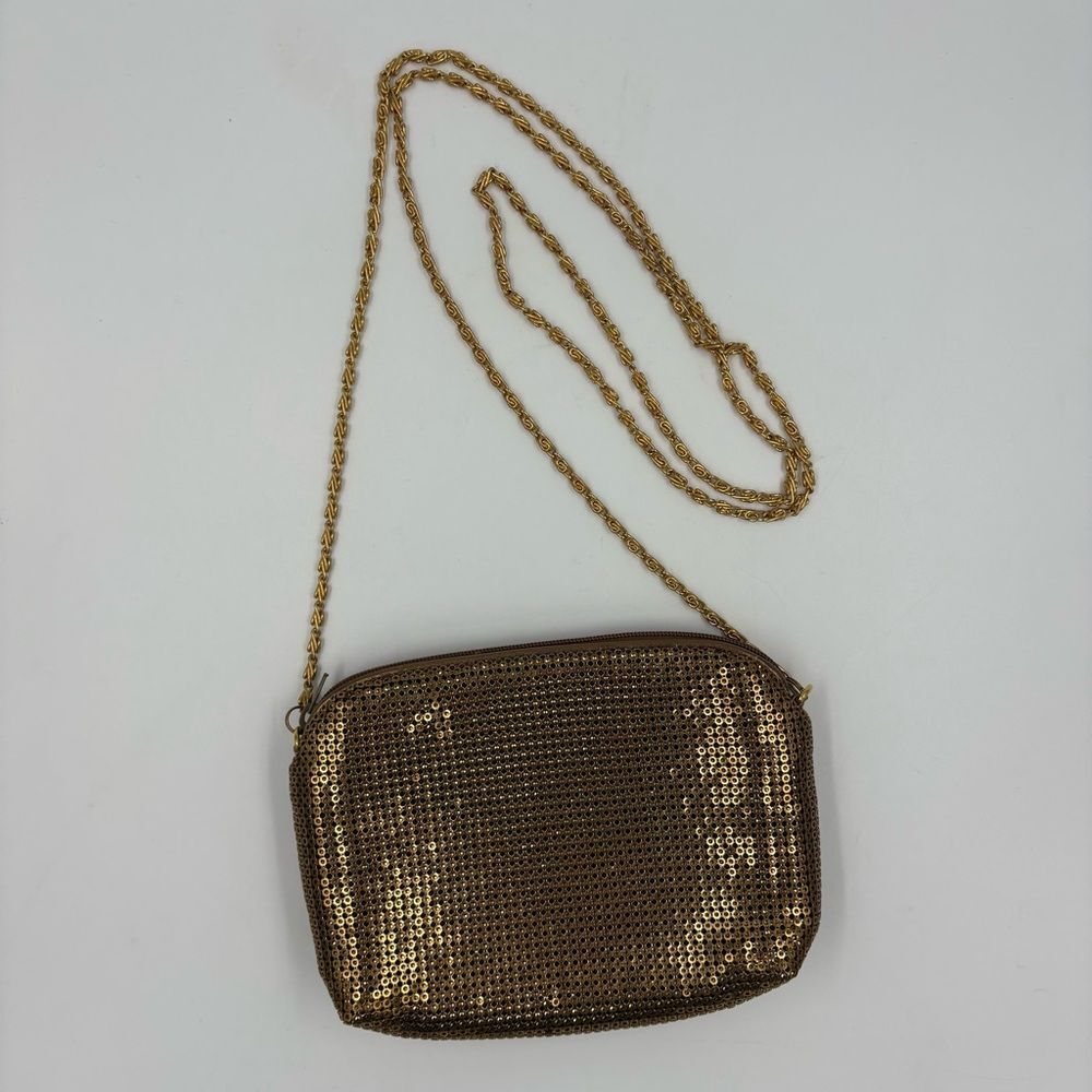 Vintage Amanda Smith Metal Mesh Crossbody Zippered Evening Bag with Chain Strap